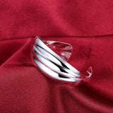925 Sterling Silver Weave Bangles for Women Cuff Bracelets Fine Jewelry