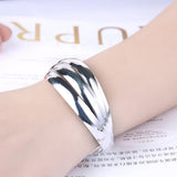 925 Sterling Silver Weave Bangles for Women Cuff Bracelets Fine Jewelry