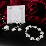 Women's 925 Silver Rose Flower Jewelry Set