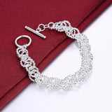 925 Sterling Silver Twisted Circle Chain Bracelet for Women Wedding