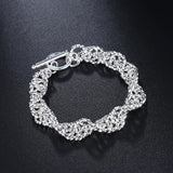 925 Sterling Silver Twisted Circle Chain Bracelet for Women Wedding