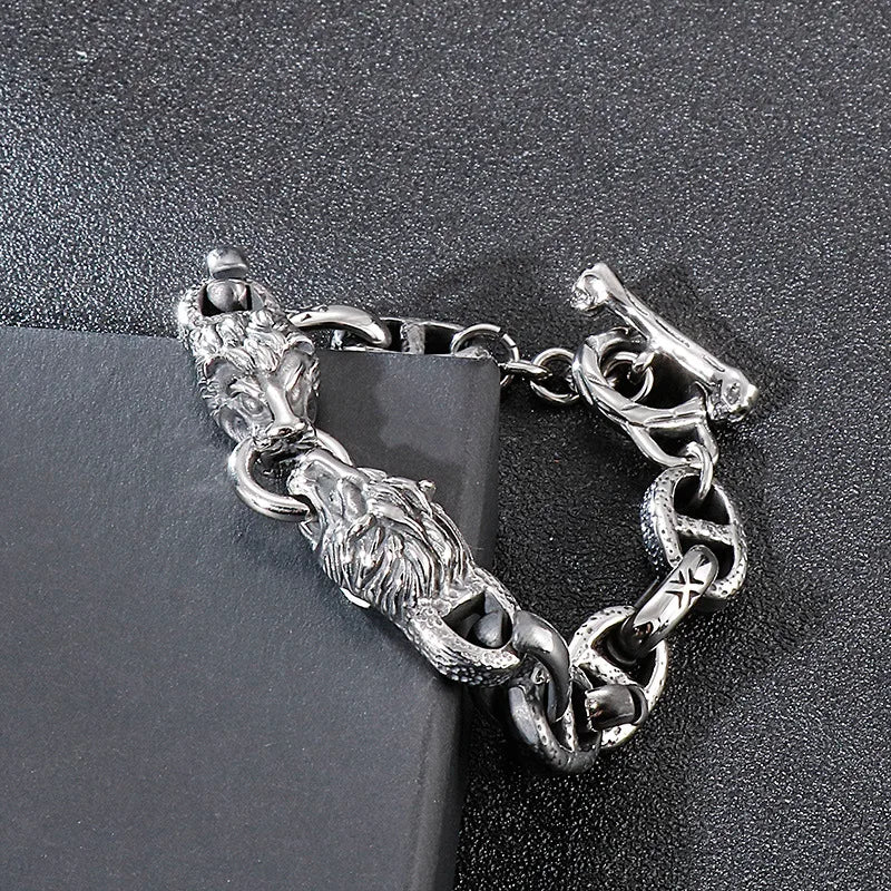 Japanese Word Lion Head Men's Bracelet Stage Accessories
