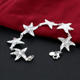 925 Silver Starfish Bracelet for Women Wedding Party Christmas
