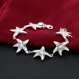 925 Silver Starfish Bracelet for Women Wedding Party Christmas