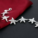 925 Silver Starfish Bracelet for Women Wedding Party Christmas