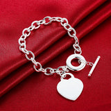 925 Sterling Silver Street Heart Pendant Bracelet for Women