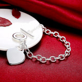 925 Sterling Silver Street Heart Pendant Bracelet for Women