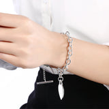 925 Sterling Silver Street Heart Pendant Bracelet for Women