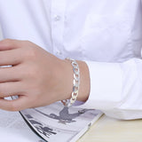 925 Silver Classic 10MM Chain Bracelet for Men Women Party Jewelry