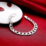 925 Silver Classic 10MM Chain Bracelet for Men Women Party Jewelry
