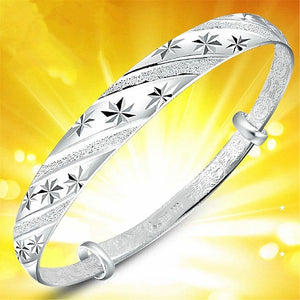 Snowflake Star Bangles 925 Sterling Silver Bracelets for Women