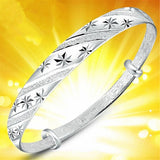 Snowflake Star Bangles 925 Sterling Silver Bracelets for Women