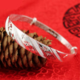 Snowflake Star Bangles 925 Sterling Silver Bracelets for Women