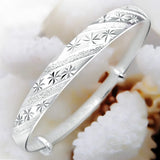 Snowflake Star Bangles 925 Sterling Silver Bracelets for Women