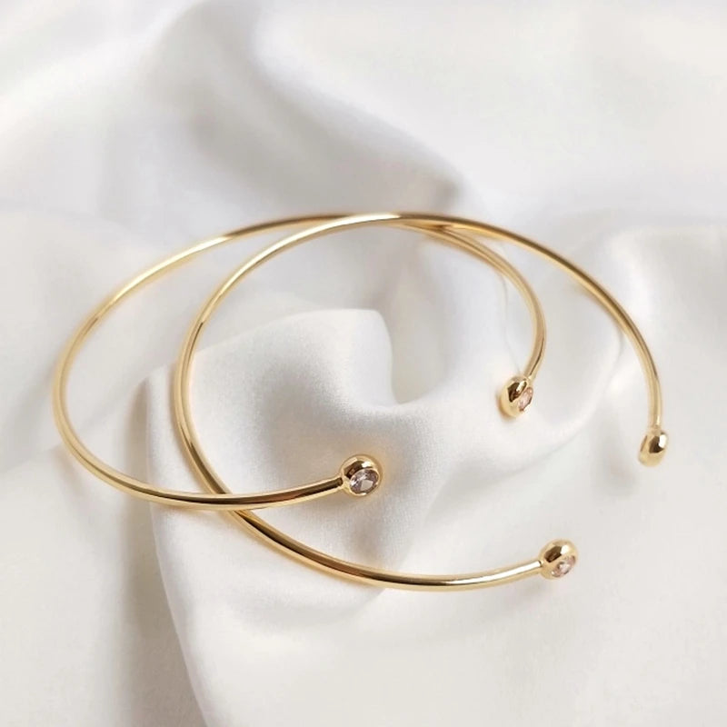 14K True Filled Zircon Copper Bracelets Cuff Bangles