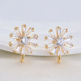 18K Zircon Daisy Flower Ring Stud Earrings DIY Jewelry Findings