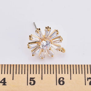 18K Zircon Daisy Flower Ring Stud Earrings DIY Jewelry Findings