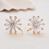 18K Zircon Daisy Flower Ring Stud Earrings DIY Jewelry Findings