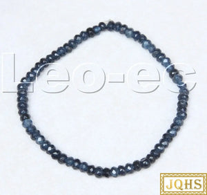 Blue Sapphire Beads Bracelet 7.5 inch Faceted Rondelle Gems V1774