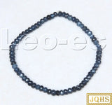 Blue Sapphire Beads Bracelet 7.5 inch Faceted Rondelle Gems V1774