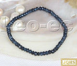 Blue Sapphire Beads Bracelet 7.5 inch Faceted Rondelle Gems V1774