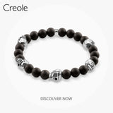 Skulls Stretch Bracelet 925 Sterling Silver Unisex Casual Gift