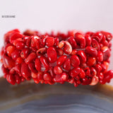 Red Coral Stone Wrap Bracelet for Women 7inches
