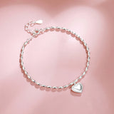 Heart Charm Beaded Bracelet with Toggle Clasp Closure