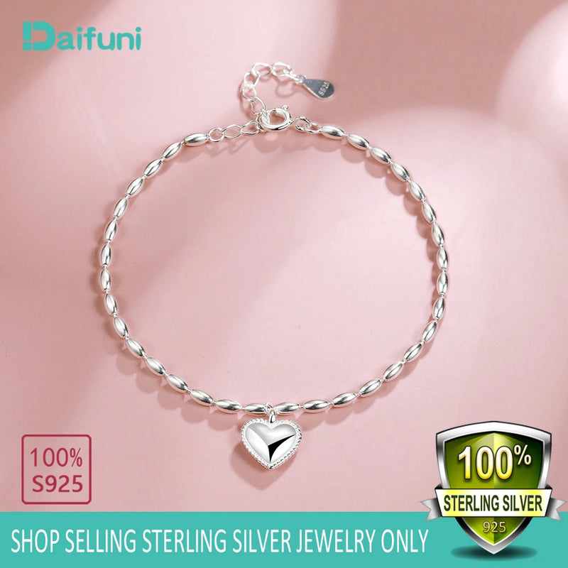 Heart Charm Beaded Bracelet with Toggle Clasp Closure