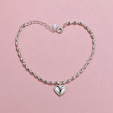 Heart Charm Beaded Bracelet with Toggle Clasp Closure