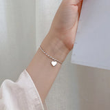 Heart Charm Beaded Bracelet with Toggle Clasp Closure