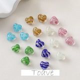 Striped Peach Heart Glass Beads DIY Necklace Earrings Material