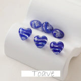 Striped Peach Heart Glass Beads DIY Necklace Earrings Material