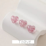 Striped Peach Heart Glass Beads DIY Necklace Earrings Material