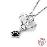 Strollgirl 925 Silver Dog Footprint Necklace Enamel Pendant Women Jewelry