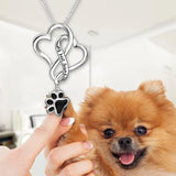 Strollgirl 925 Silver Dog Footprint Necklace Enamel Pendant Women Jewelry