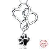 Strollgirl 925 Silver Dog Footprint Necklace Enamel Pendant Women Jewelry