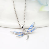 Strollgirl 925 Silver Enamel Dragonfly Pendant Necklace CZ Mother Gift