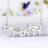 Strollgirl 925 Silver Elephants Necklace for Women Mother's Gift