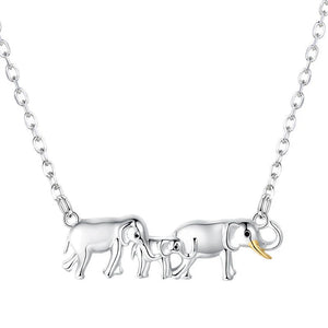 Strollgirl 925 Silver Elephants Necklace for Women Mother's Gift