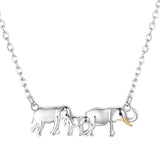 Strollgirl 925 Silver Elephants Necklace for Women Mother's Gift