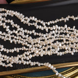 4mm Natural Freshwater Pearl Two-sided Light Baroque Shaped Beads Necklace