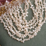 4mm Natural Freshwater Pearl Two-sided Light Baroque Shaped Beads Necklace