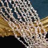 4mm Natural Freshwater Pearl Two-sided Light Baroque Shaped Beads Necklace