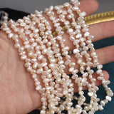 4mm Natural Freshwater Pearl Two-sided Light Baroque Shaped Beads Necklace
