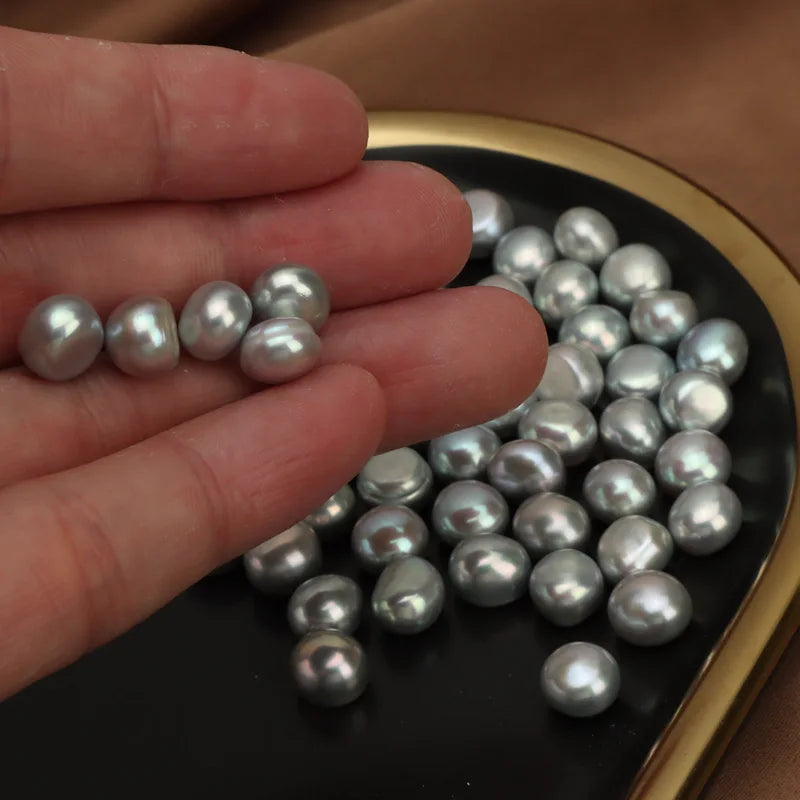 8mm Baroque Particles Natural Freshwater Pearl Plated Gray Loose Beads