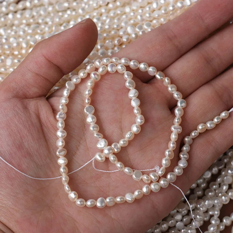 Natural Freshwater Pearl Irregular Baroque 3-4mm Side Hole Bead