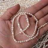 Natural Freshwater Pearl Irregular Baroque 3-4mm Side Hole Bead
