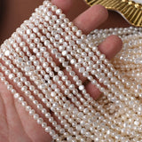 Natural Freshwater Pearl Irregular Baroque 3-4mm Side Hole Bead