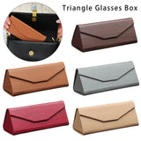 Wood Grain Glasses Case Strong Magnet Triangle Folds Glass Box PU Waterproof